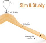 TOPIA HANGERen Hangers 30 Pack, 0.28-inch Slim & Durable Clothes Hangers Space Saving, Natural V1258-DP02-F-227