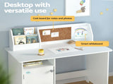 Keezi Kids Table and Chair Set Children Study Play Toys Desk w/ Cabinet Storage FURNI-C-KTC-DESK-WH