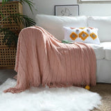 SOGA 2X Pink Textured Knitted Throw Blanket Warm Cozy Woven Cover Couch Bed Sofa Home Decor with BLANKET927X2