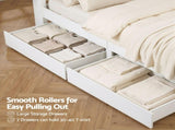 Artiss King Single Bed Frame with Storage Drawers White Platform Bedframe with Bookcase Headboard WBED-F-LUMEX-KS-WH-AB
