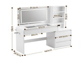 Artiss Dressing Table Makeup Vanity Desk LED Mirror Drawers Charging Station Curved Edge White FUR-AG-DRESS03N-WH-AB