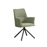 Dining Chair Green Linen Fabric Upholstered Seat Powder Coated Iron Legs V43-AC-JCOB