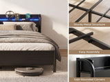 Artiss Bed Frame Single Size with Storage Shelf Headboard Charging Station GRID MBED-D-GRID-S-BK