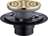Round Shower Drain SUS304 Stainless Steel Brushed Gold Shower Drain 4 inch with Adjustable PVC Base V1258-DP02-C-2235
