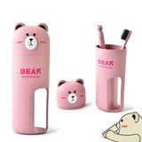 3 set Wheat Stalk Cartoon Bear Toothbrush Toothpaste Case Box, Travel Tooth Brush Cup, Travel V1192-AZ-W-14647
