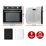 Devanti Electric Built In Wall Oven 80L Convection Grill Ovens Stainless Steel BIO-C-8F-BKSS