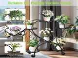 6 Potted Heart-shaped Metal Tall Plant Stand Rolling Garden Cart Flower Racks AU V767-HJ-XZ1747
