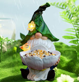 Solar Powered Garden Gnome Bird Feeder with Dual LED Lights - Automatic Night Illumination, V888-ELOSUNG45324