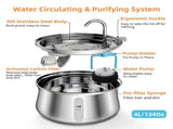 304 Stainless Steel Automatic Pet Water Fountain, 4L Cat Water Dispenser with Transparent Window, V1341-ZY-G9RDNHD8-A