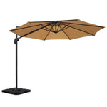 Instahut 3m Outdoor Umbrella w/Base Cantilever Beach Roma 360 Degree Tilt Beige UMB-ROMA-BASE-50N-BG