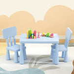 1 Keezi Kids Table and 2 Chairs Set Blue KTC-V-SQA-PL-BL