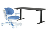 Ergonomic Kids Study Chair & Adjustable Electric Standing Desk Set Blue Chair & Black Desk V563-68416_-68303