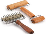 Set of 2 Pizza Dough Roller & Docker, Stainless Steel Hole Maker Puncher, Wooden Rolling Pin for V1259-DP01-A-3910