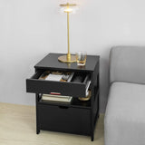 Black Bedside Table with 2 Drawers V178-58571