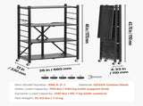 4-Tier Foldable Storage Shelf with Wheels, 66 cm W x 33 cm D x 117 cm H Folding Metal Rack Shelving V952-YDKZDHJHS4C1GV6EX001V0