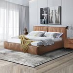 Louis King Bed Frame PU leather KD Slat in Wooden Legs V43-BED-LUIS-K