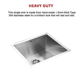 510x450mm Handmade Stainless Steel Undermount / Topmount Kitchen Laundry Sink with Waste V63-819503