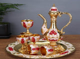 Vintage Palace Style Liquor Serving Set - Metal Pot, 6 Cups & Tray V888-ELOSUNG26393
