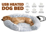 USB Heated Pet Bed with Semi-Enclosed Design, Soft Plush Fleece, Removable Washable Cover, V1341-ZY-R6NSKUJN-70CM-GREY