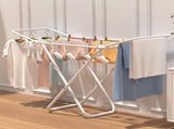 Upgrade Double Wing Floor Folding Drying Rack For Clothes Quilt Towel-White V1161-109759