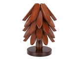Wooden Trivets Heat Resistance Modern Walnut Wood Tree Shape Trivet Set for Hot Dishes V1294-YM0901-3117260002011