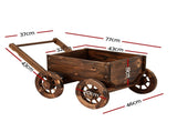 Gardeon Wooden Planter Cart Garden Decor Plant Stand Flower Fir Wood Wagon Wheels L GD-GC-L-CC