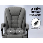 Artiss 2 Point Massage Office Chair Fabric Black MOC-C-FZ23-2P-GR