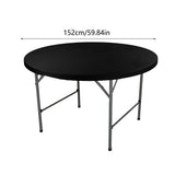 Round Fitted Tablecloth 60 Inch Stretch Polyester Table Cover Washable Elastic Table Topper for V1366-AZ2-W-16516