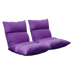 SOGA 2X Lounge Floor Recliner Adjustable Lazy Sofa Bed Folding Game Chair Purple LOUNGEFABRICPURPLEX2