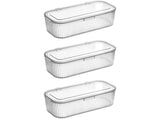 3 Pack Plastic Pen Storage Box, Clear Pencil Case Organizer with Lids for Desk Drawer, 9.8" x 3.9" x V1192-AZ-W-18424