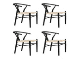 Levede 4x Dining Chairs Wooden Hans Black CH1041-2-BKX2
