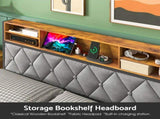 Double Bed Frame with 4 Storage Drawers, Charging Station, USB Ports, Black V178-59296