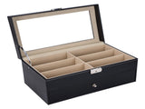 Leather 12 Piece Eyeglasses Storage and Sunglass Glasses Display Drawer Lockable Case V1366-AZ2-W-03461