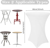 8 Pack Cocktail Table Covers 32x43 Inch Fitted Stretch Spandex Square Corners White Table Cover High V1258-DP02-C-351
