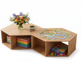 Artiss Set of 2 Coffee Table Hexagonal Center Table with Open Storage 2-Way Display Side Table Wood FUR-Z-COF-09-WDX2