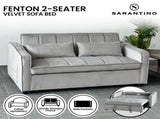 Sarantino Fenton Velvet 2-Seater Sofa Bed - Light Grey SOFA-7007-VEL-LGY