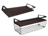 2 Set Wall Mounted Storage Shelves Bathroom Metal Wire Rustic Floating Shelf for Kitchen Office V1294-YM0703-3117230092811
