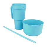 2 In 1 Snack Drink Cup with Straw Large Opening Plastic Beverage Cup Top Snack Bowl for Movie V1294-YM0901-3118230165612