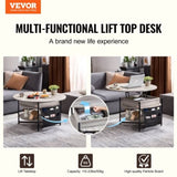 Lift Top Coffee Table 35.3" Round Coffee Table for Living Room White V952-KFZ35YXWYBKFRLKOYV9