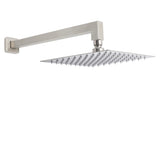 Brushed Nickel 10" Square Rainfall Shower Head 400mm Straight Wall Mount Arm V1233-QS66805FNKSS110N