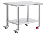 Stainless Steel Work Table with Wheels 24 x 30 Prep Table with casters Heavy Duty Work Table for V952-SYGZT30X24INDJL01V0