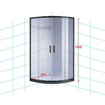 90 x 90cm Black Rounded Sliding 6mm Curved Shower Screen with White Base V63-830221