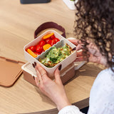 Monbento Flex - The 2 Compartment Lunch Box with Cutlery - Pink Moka V398-MB-53010067