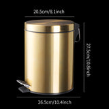 5L Stainless Steel Round Trash Can With Lid And Foot Pedal for Household Kitchen Hotel-Champagne V1161-110301