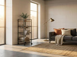 CARLA HOME 4 Tier Rolling Kitchen Trolley Cart - Rustic Brown - Steel - Kitchen Rolling Cart V178-36446