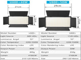 HridZ U800 LED Video Light Dimmable Bi-Color 2500K-8500K Panel, Remote-Controlled, for V571-HZUBICOLORLED-800