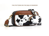 Cow black Brown Chic Quilted Crossbody Bag - Vintage PU Leather Shoulder Purse with Adjustable Strap V888-ELOSUNG33464