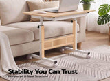Artiss Adjustable Laptop Desk Mobile Bedside Table Hidden Storage Wood LA-DESK-C-STO-LW