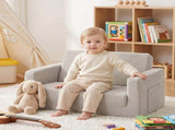 Artiss 2-in-1 Sofa Foam Couch with Side Pocket Light Grey SBED-M-FLOOR-KIDS-GY