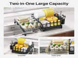 CARLA HOME Expandable Dish Drying Rack with Drainage Spout, Utensil Holder & Drainboardfor Kitchen V178-36264